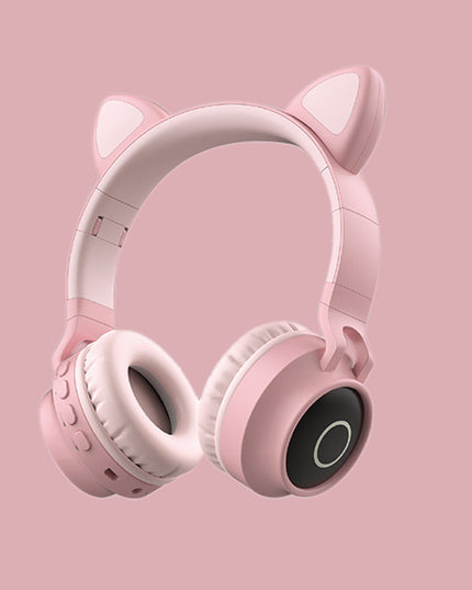 LED Light Cat Ear Headphones Wireless Bluetooth 5.0 Headset Portable Foldable Kids Headphone With Microphone Best Gift