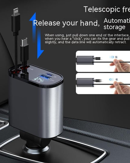 Metal Car Charger 100W Super Fast Charging Car Cigarette Lighter USB And TYPE-C Adapter