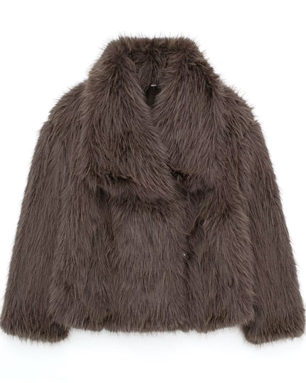 Winter Plush Coat Fashion Warm Thicken Fluffy Lapel Jacket Outwear Casual Long Sleeve Tops Womens Clothing