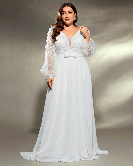 Elegant Banquet Wedding Party Waist Trimming Loose V-neck Dress