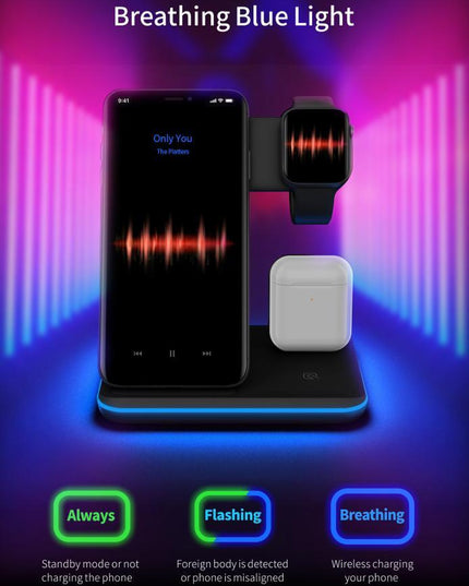 Compatible Mobile Phone Watch Earphone Wireless Charger 3 In 1 Wireless Charger Stand