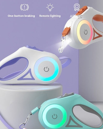 Dog Leash Retractable Leash And Dog Collar Spotlight Automatic Pet Dog Cat Traction Rope For Small Medium Dogs Pet Product