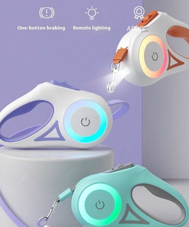 Dog Leash Retractable Leash And Dog Collar Spotlight Automatic Pet Dog Cat Traction Rope For Small Medium Dogs Pet Product