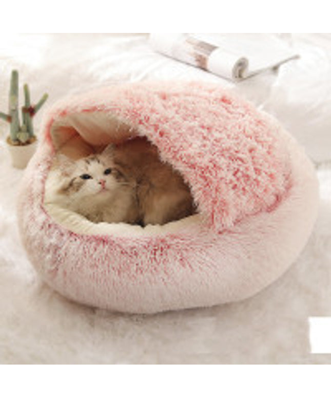 2 In 1 Dog And Cat Bed Pet Winter Bed Round Plush Warm Bed House Soft Long Plush Pets Bed Pet Products