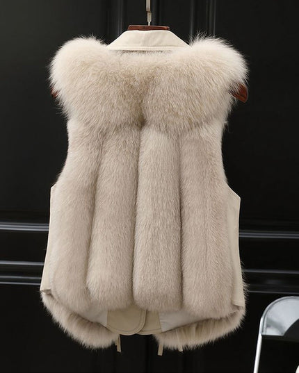 Fur Vest Short Coat Autumn And Winter New Patchwork Winter Fox Fur Jacket Women Short Artificial Fur Coat Elegant Female Warm Vest