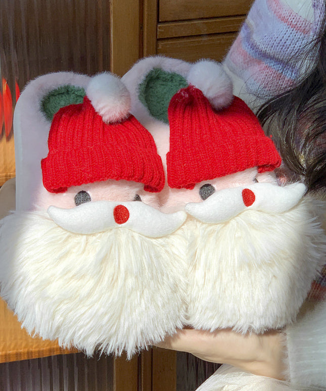 Cute Christmas Santa Claus Home Slippers Winter Warm Indoor Non-slip Floor Plush Shoes For Women