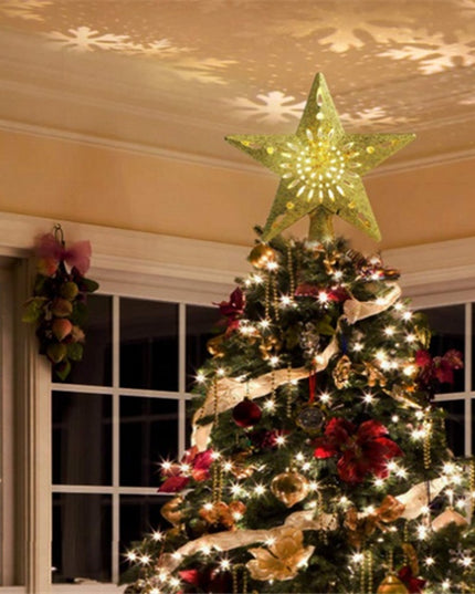 Christmas Tree Top Light Star Snowflake Shape LED Laser Projector Lights Christmas Tree Ornament