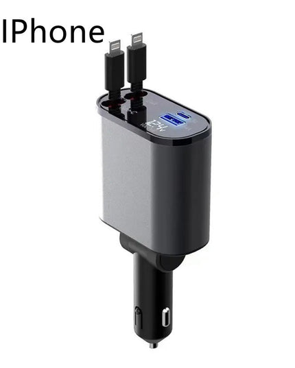 Metal Car Charger 100W Super Fast Charging Car Cigarette Lighter USB And TYPE-C Adapter