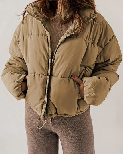 Winter Bread Coat New Thickened All-matching Warm Leisure Solid Color Stand-up Collar Cotton-padded Clothes Women