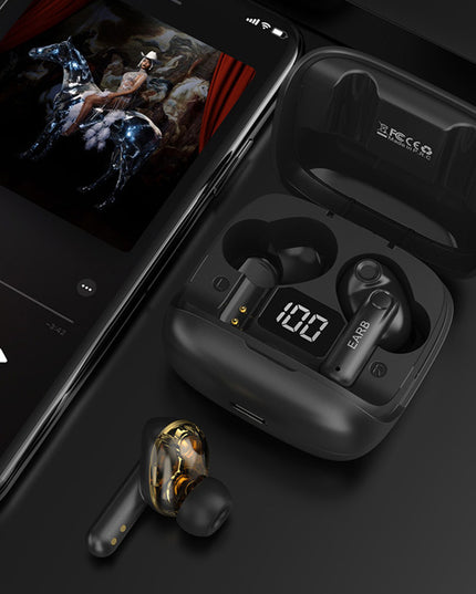 New Mini Transparent Wireless Bluetooth Headset Digital Display ENC Noise Reduction True Wireless Sports Music