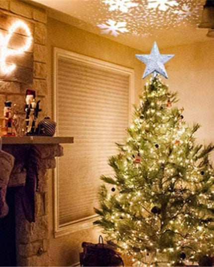 Christmas Tree Top Light Star Snowflake Shape LED Laser Projector Lights Christmas Tree Ornament