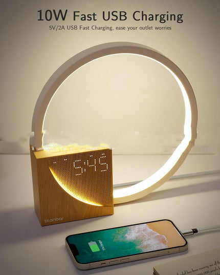 Bedside Lamp Touch Table Lamp With Natural Sounds, Desk Lamp With Alarm Clock, Touch Control 3 Levels Brightness Home Decor