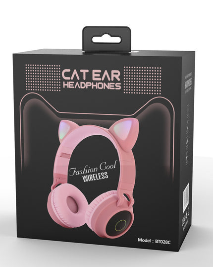 LED Light Cat Ear Headphones Wireless Bluetooth 5.0 Headset Portable Foldable Kids Headphone With Microphone Best Gift