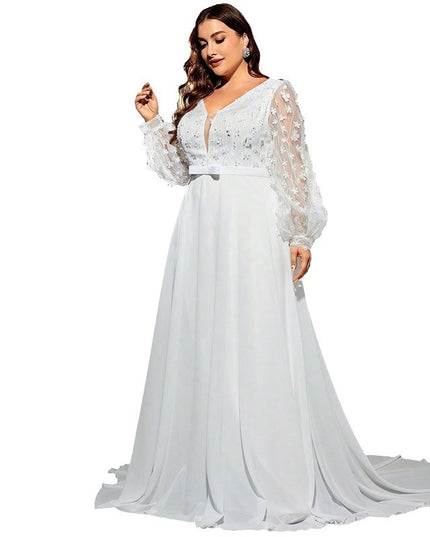 Elegant Banquet Wedding Party Waist Trimming Loose V-neck Dress