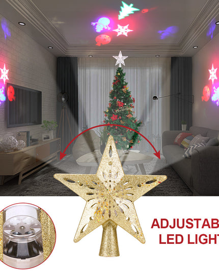 Christmas Tree Top Light Star Snowflake Shape LED Laser Projector Lights Christmas Tree Ornament
