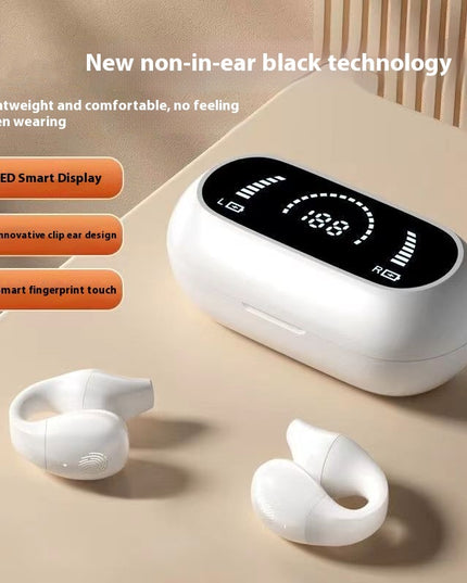 Ear Clip Bone Conduction Headphone Bluetooth-compatible 5.2 HIFI Wireless Earphone Touch Handsfree Sports Noise Cancelling Headset With Mic