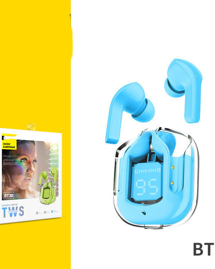 New Mini Transparent Wireless Bluetooth Headset Digital Display ENC Noise Reduction True Wireless Sports Music