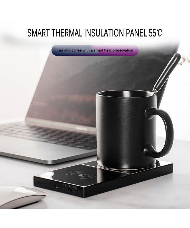 2 In 1 Heating Mug Cup Warmer Electric Wireless Charger For Home Office Coffee Milk