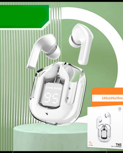 New Mini Transparent Wireless Bluetooth Headset Digital Display ENC Noise Reduction True Wireless Sports Music