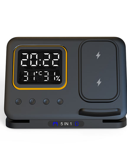 15W Wireless Chargers Stand 5 In1 LED Digital Alarm Clock Fast Charging Dock Station