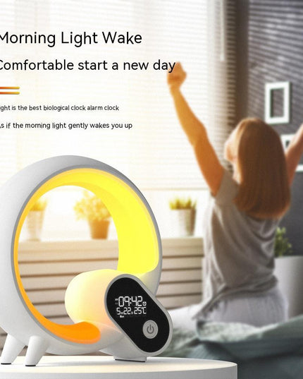 Creative Q Light Analog Sunrise Digital Display Alarm Clock Bluetooth Audio Intelligent Wake-up Q Colorful Atmosphere Light