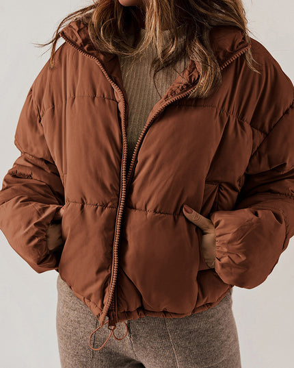 Winter Bread Coat New Thickened All-matching Warm Leisure Solid Color Stand-up Collar Cotton-padded Clothes Women