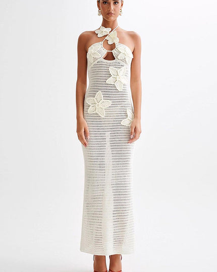 Slim Halterneck Dress With Stars Summer Sexy Seaside Beach Long Dresses Womens Clothing