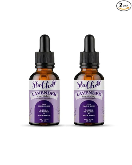 Slacha Lavender Essential Oil | 100% Pure & Natural | Clinically Tested | Steam Distilled | For Hair, Skin & Relaxation | 15ML  (BUY 1 GET 1 FREE)