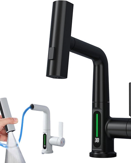 Intelligent Digital Display Faucet Pull-out Basin Faucet Temperature Digital Display Rotation