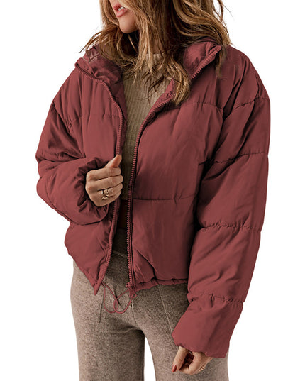 Winter Bread Coat New Thickened All-matching Warm Leisure Solid Color Stand-up Collar Cotton-padded Clothes Women