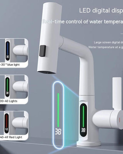 Intelligent Digital Display Faucet Pull-out Basin Faucet Temperature Digital Display Rotation