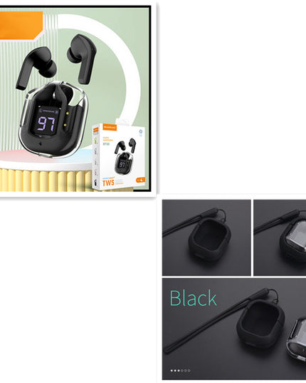 New Mini Transparent Wireless Bluetooth Headset Digital Display ENC Noise Reduction True Wireless Sports Music