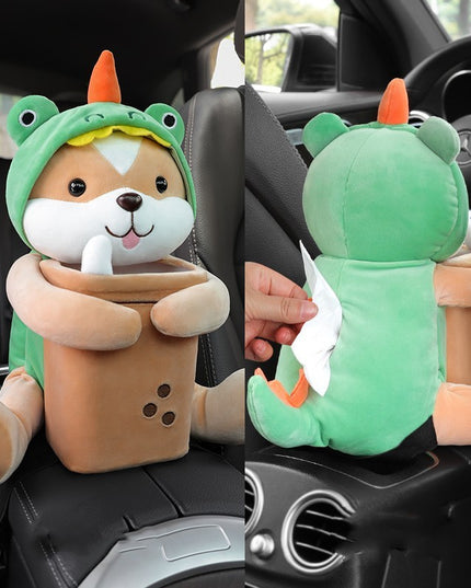 Creative Car Tissue Box Trash Can Two-in-one Cute Armrest Box Pumping Paper Box