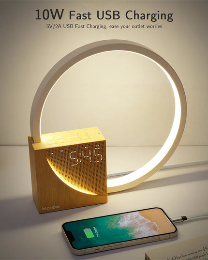 Bedside Lamp Touch Table Lamp With Natural Sounds, Desk Lamp With Alarm Clock, Touch Control 3 Levels Brightness Home Decor