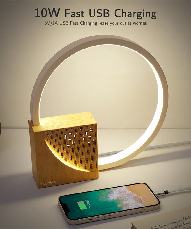 Bedside Lamp Touch Table Lamp With Natural Sounds, Desk Lamp With Alarm Clock, Touch Control 3 Levels Brightness Home Decor