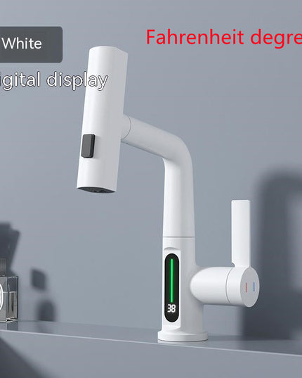 Intelligent Digital Display Faucet Pull-out Basin Faucet Temperature Digital Display Rotation