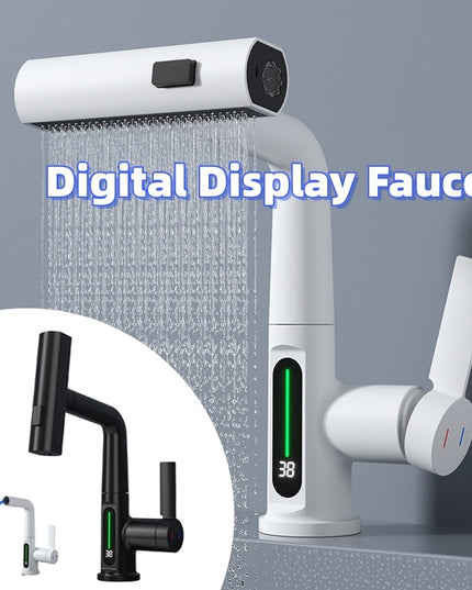 Intelligent Digital Display Faucet Pull-out Basin Faucet Temperature Digital Display Rotation