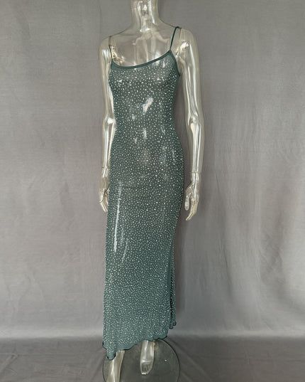 Hot Selling Women's Shiny Diamond Sexy Suspender Mermaid Long Dress