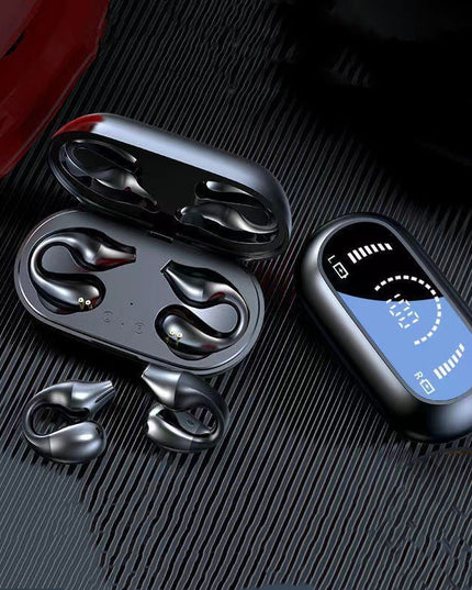 Ear Clip Bone Conduction Headphone Bluetooth-compatible 5.2 HIFI Wireless Earphone Touch Handsfree Sports Noise Cancelling Headset With Mic