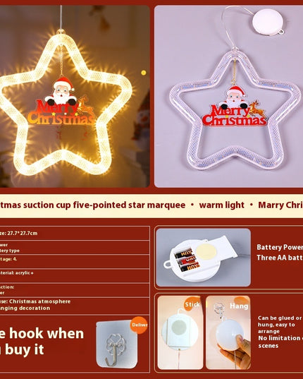 Christmas Pendant Decoration Christmas Atmosphere Led Lights Led Christmas Star Light Decoration For Window Door For Holiday