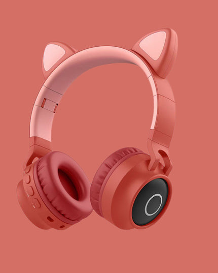 LED Light Cat Ear Headphones Wireless Bluetooth 5.0 Headset Portable Foldable Kids Headphone With Microphone Best Gift