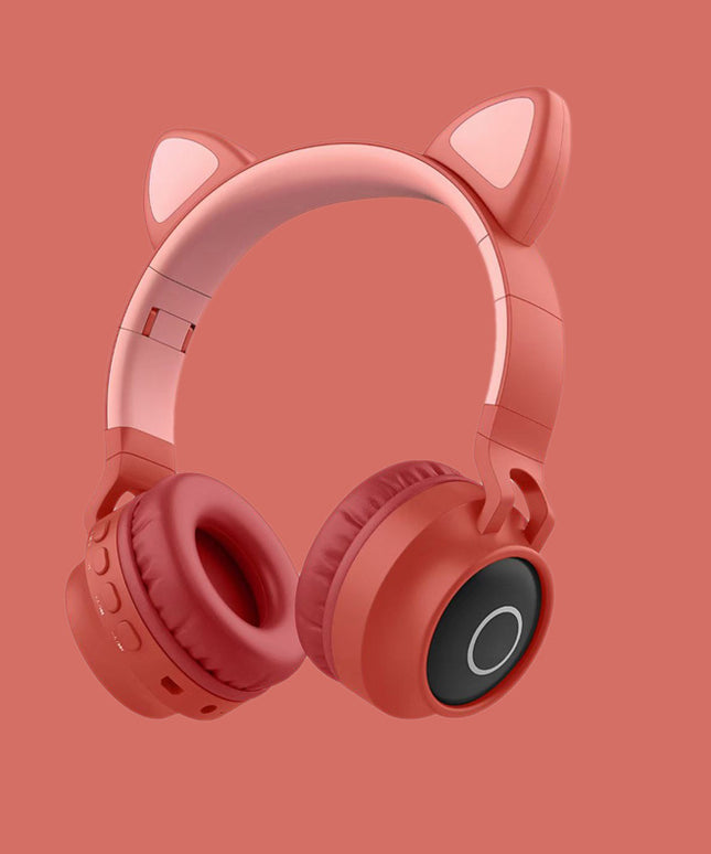 LED Light Cat Ear Headphones Wireless Bluetooth 5.0 Headset Portable Foldable Kids Headphone With Microphone Best Gift
