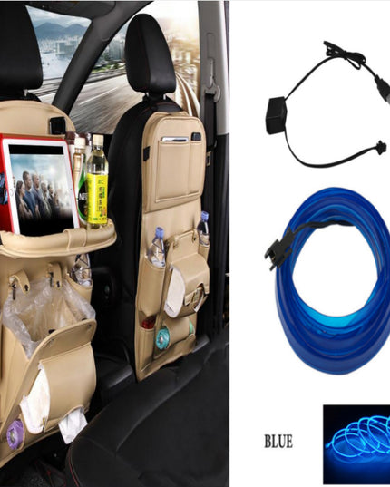 PU Leather Car Storage Bag Multifunction Seat Back Tray Hanging Bag Waterproof Car Organizer Automotive Interior Accessories