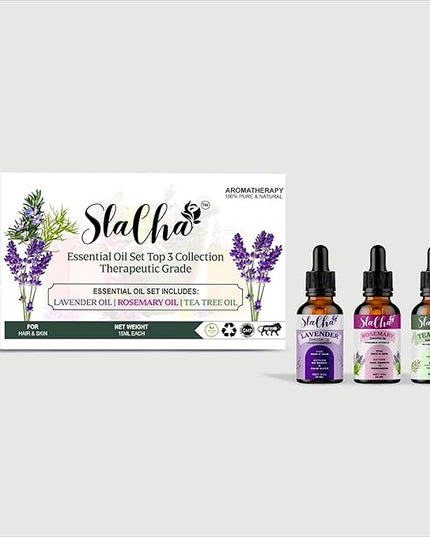 Slacha Lavender, Tea Tree & Rosemary Essential Oil | 100% Pure & Natural | Steam Distilled | For Hair, Skin & Relaxation | 15ML (Pack of 3)  (BUY 1 PACK GET 1 FREE)