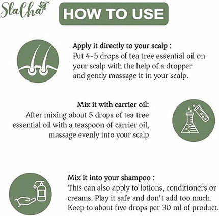 Slacha Tea Tree Essential Oil | 100% Pure & Natural | Steam Distilled | For Hair, Skin & Relaxation | 15ML  (BUY 1 GET 1 FREE)