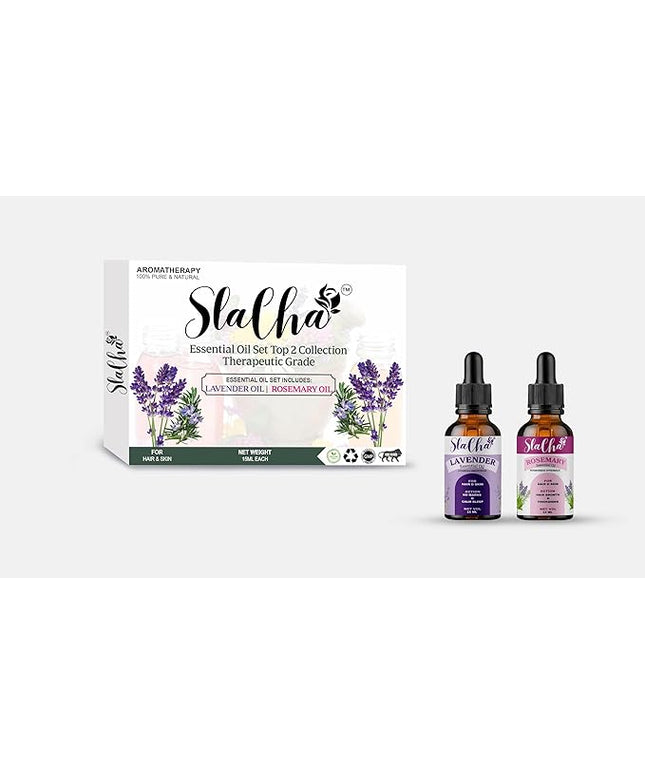 Slacha Lavender & Rosemary Essential Oil | 100% Pure & Natural | Steam Distilled | For Hair, Skin & Relaxation | 15ML (Pack of 2)  (BUY 1 PACK GET 1 FREE)