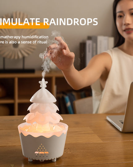 Lucky Tree Oil Diffuser For Christmas Decor, Cute Essential Oil Humidifier With Remote & Timer Settings Red And White