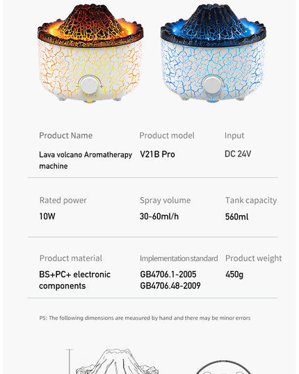 New Creative Volcano Humidifier Aromatherapy Machine Spray Jellyfish Air Flame Humidifier Diffuser