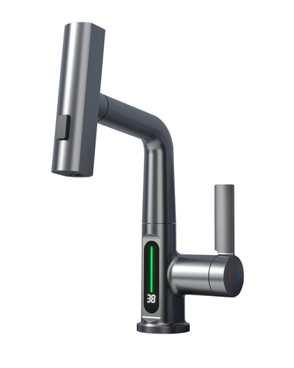 Intelligent Digital Display Faucet Pull-out Basin Faucet Temperature Digital Display Rotation