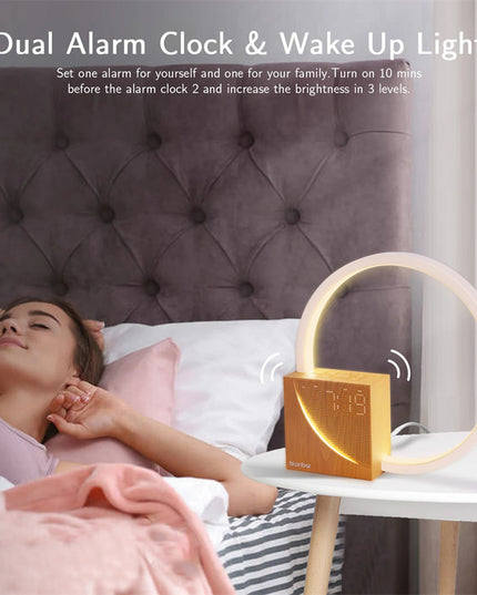 Bedside Lamp Touch Table Lamp With Natural Sounds, Desk Lamp With Alarm Clock, Touch Control 3 Levels Brightness Home Decor